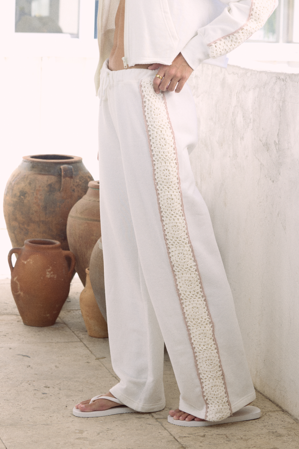 Vintage Havana | French Terry Pant with Square Crochet Insert
