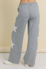 Vintage Havana | Reverse Terry Wide Leg Pants with Star Applique