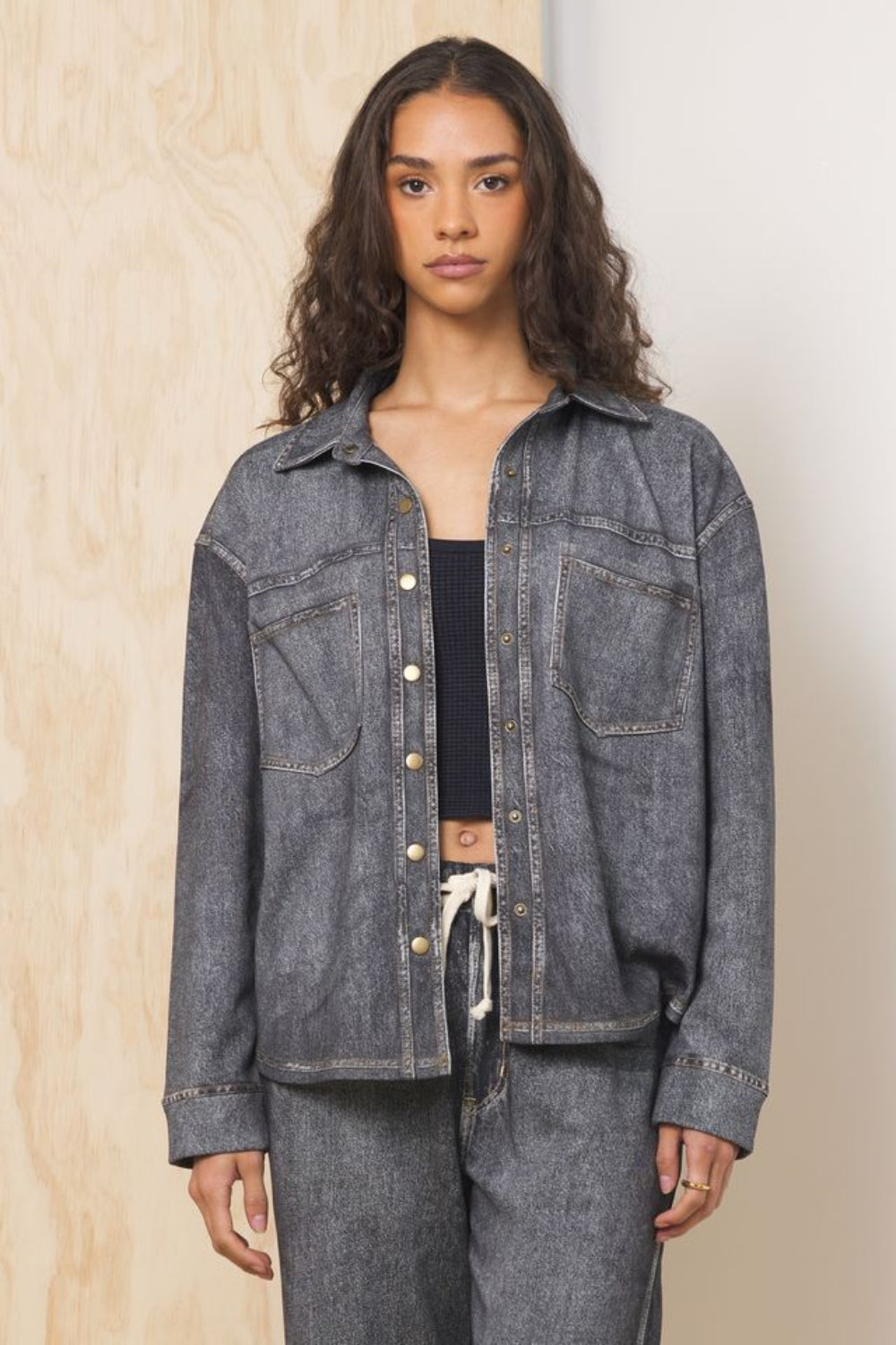 Vintage Havana | Denim Fleece 2-Piece Set