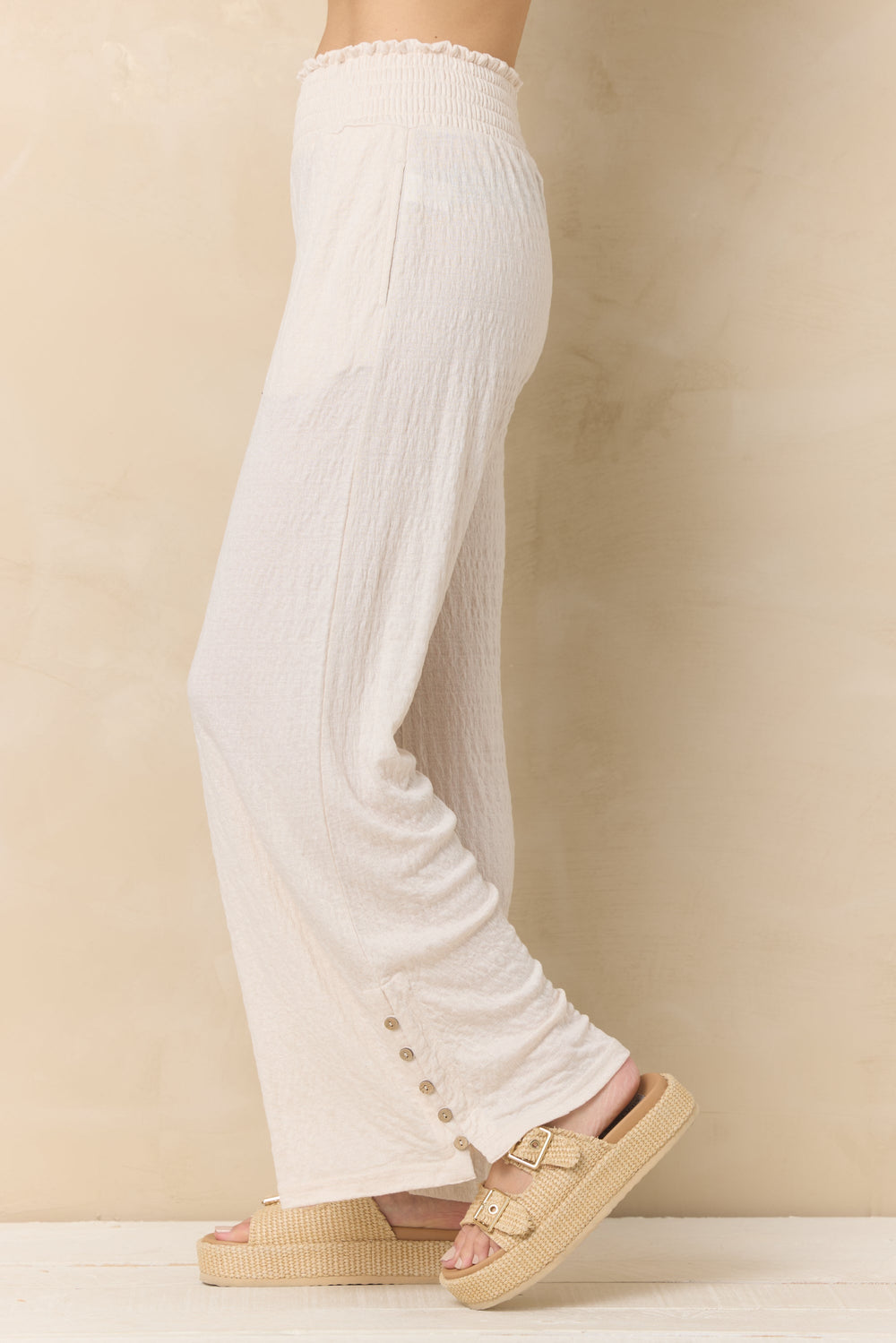 Vintage Havana | Crinkle Knit Wide Leg Pants