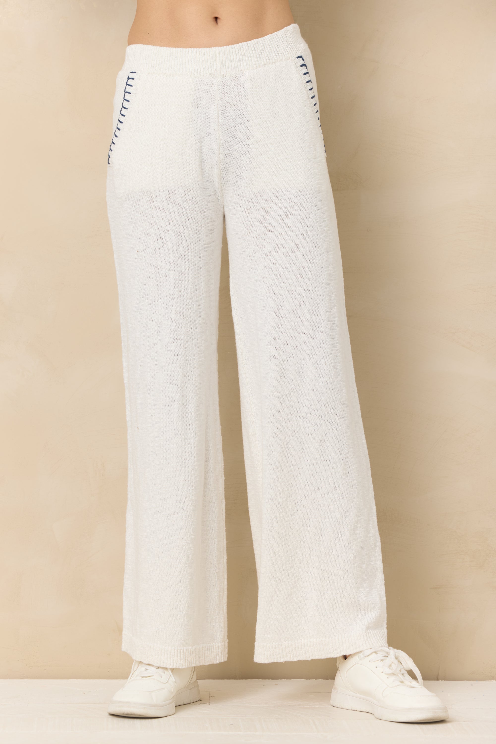 Vintage Havana | Knit Pants with Whipstitch
