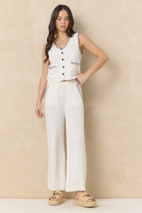 Vintage Havana | Knit Pants with Whipstitch