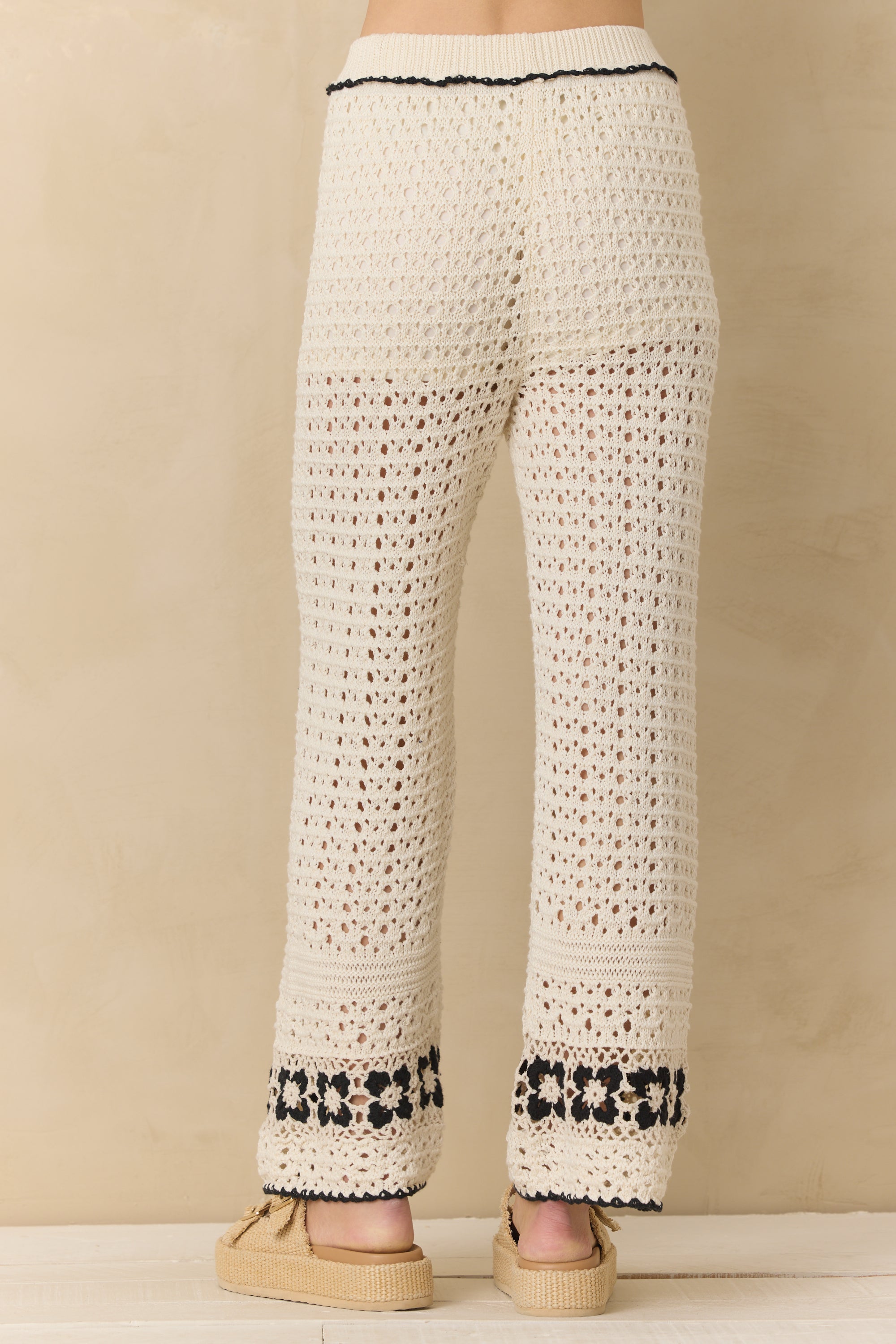 Vintage Havana | Crochet Floral Wide Leg Pants
