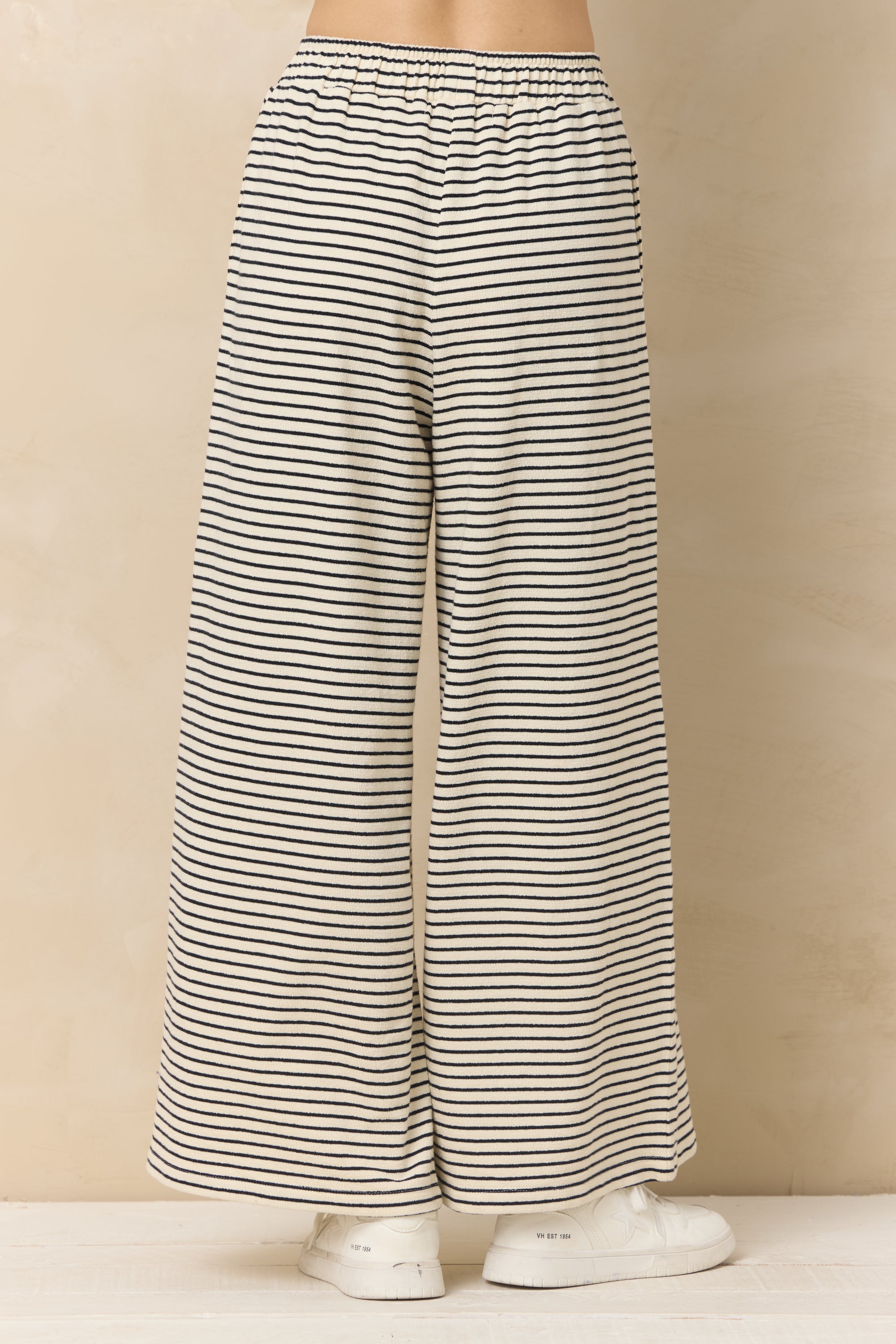 Vintage Havana | Striped French Terry Cloth Wide Leg Pant
