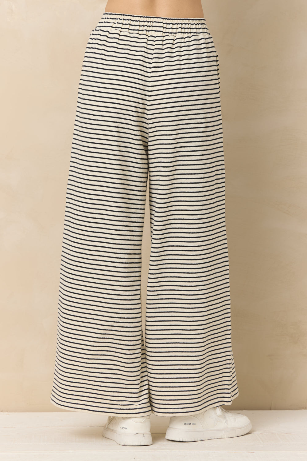 Vintage Havana | Striped French Terry Cloth Wide Leg Pant