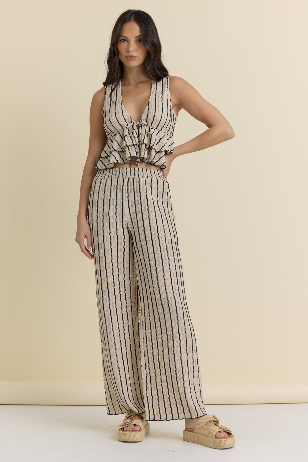 Vintage Havana | Novelty Knit Wide Leg Pants