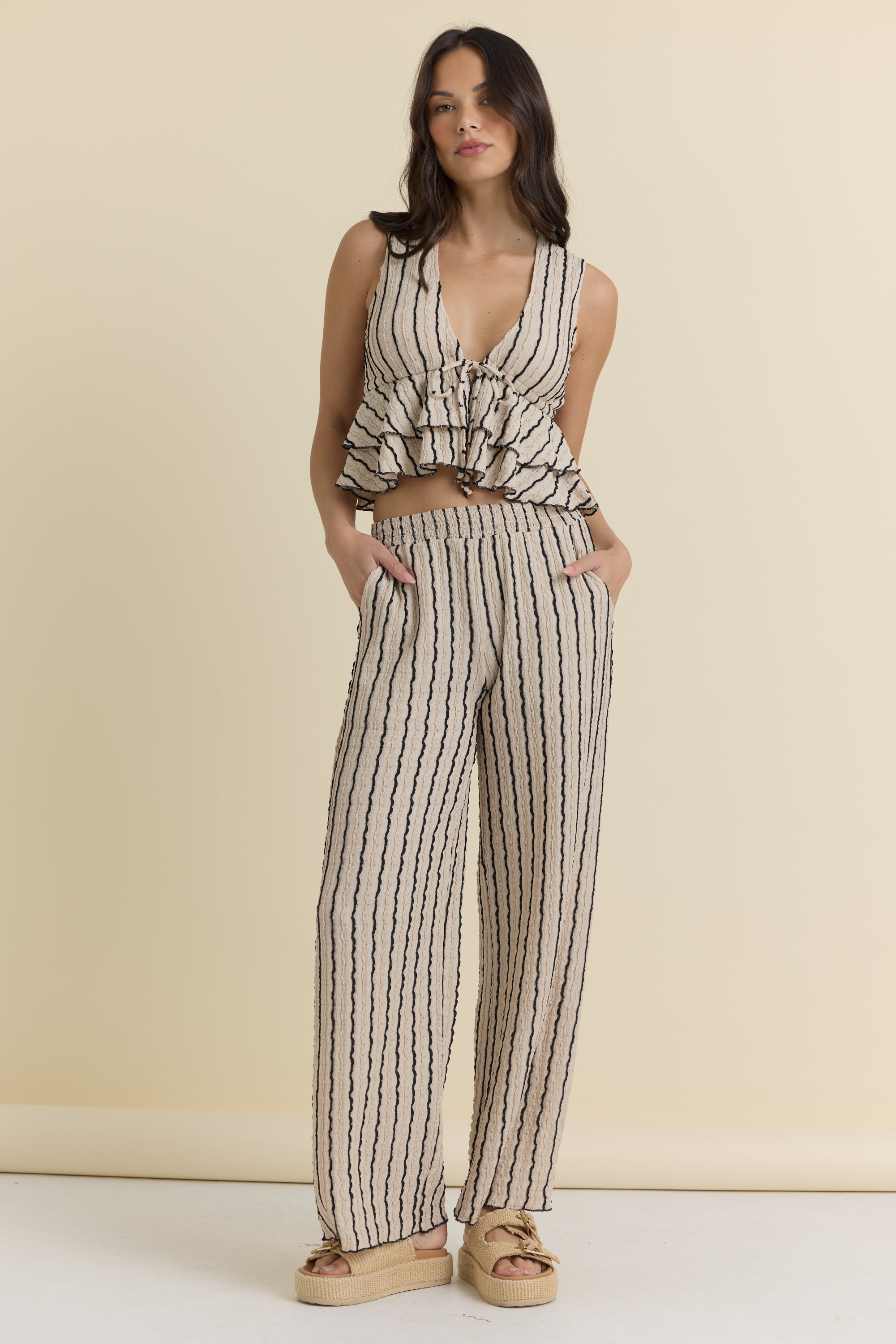Vintage Havana | Novelty Knit Wide Leg Pants