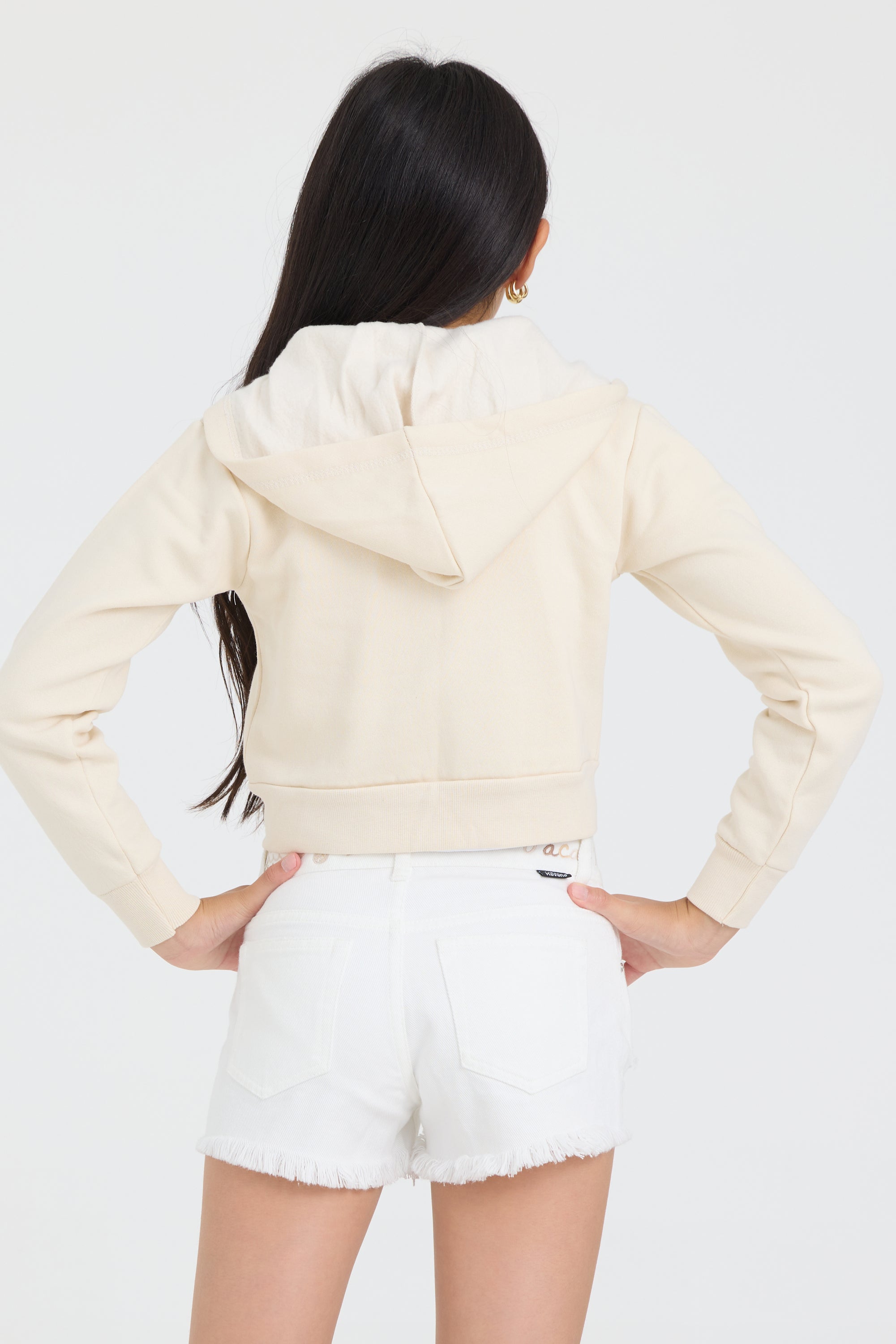 Vintage Havana | Kids White Denim Short with Embroidered Waist