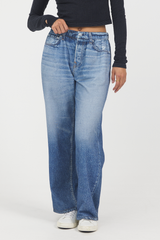 Vintage Havana | Denim Fleece Wide Leg Pant