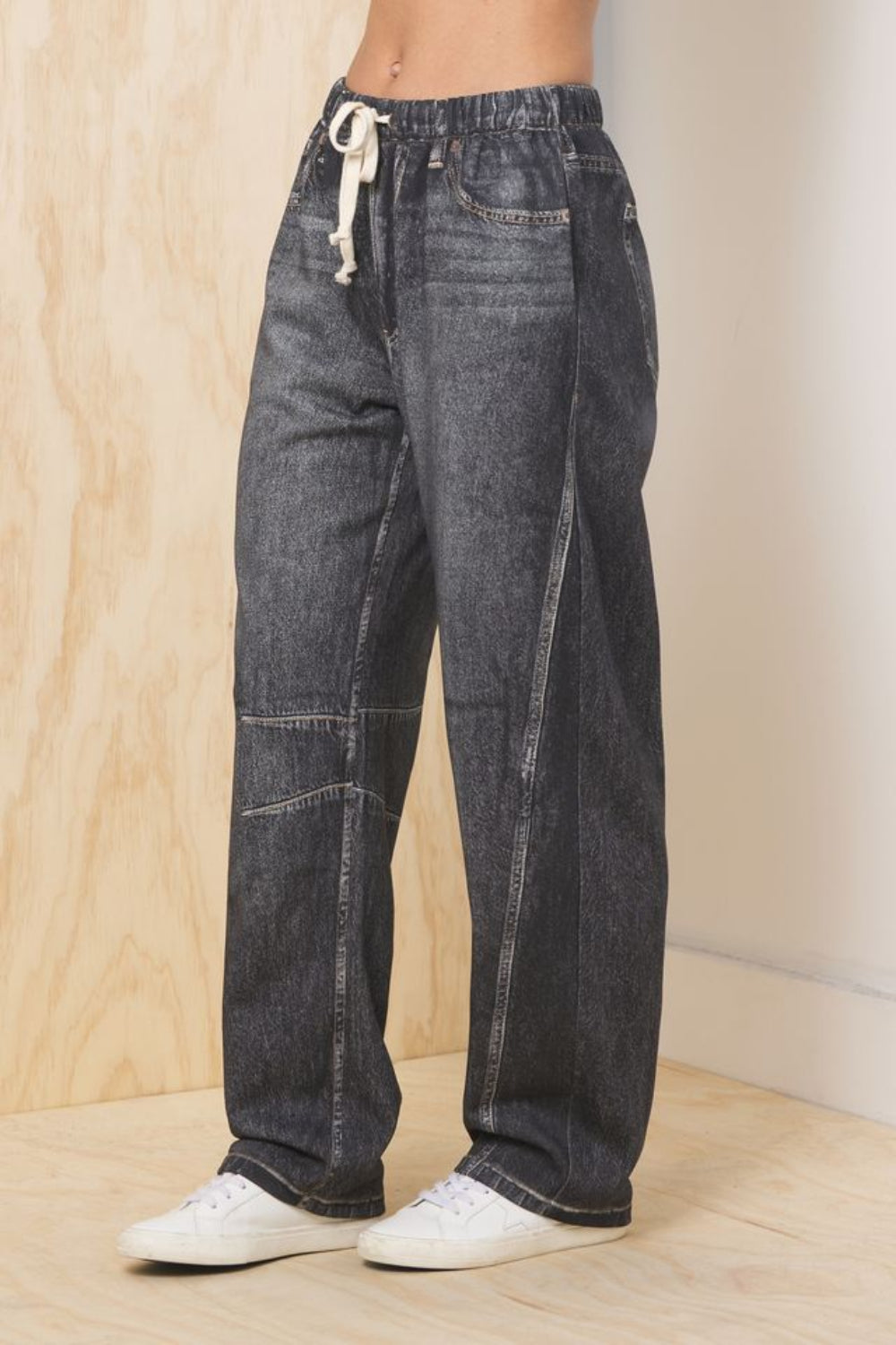 Vintage Havana | Denim Fleece Barrel Pant