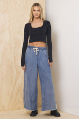 Vintage Havana | Tencel Wide Leg Pant w/ Contrast
