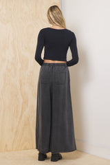Vintage Havana | Tencel Wide Leg Pant - Charcoal