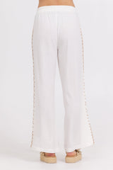Vintage Havana | Washed Linen Wide Leg Pants w/ Whip Stitch