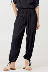 Vintage Havana | Black Rayon Crinkle Bottom Pants