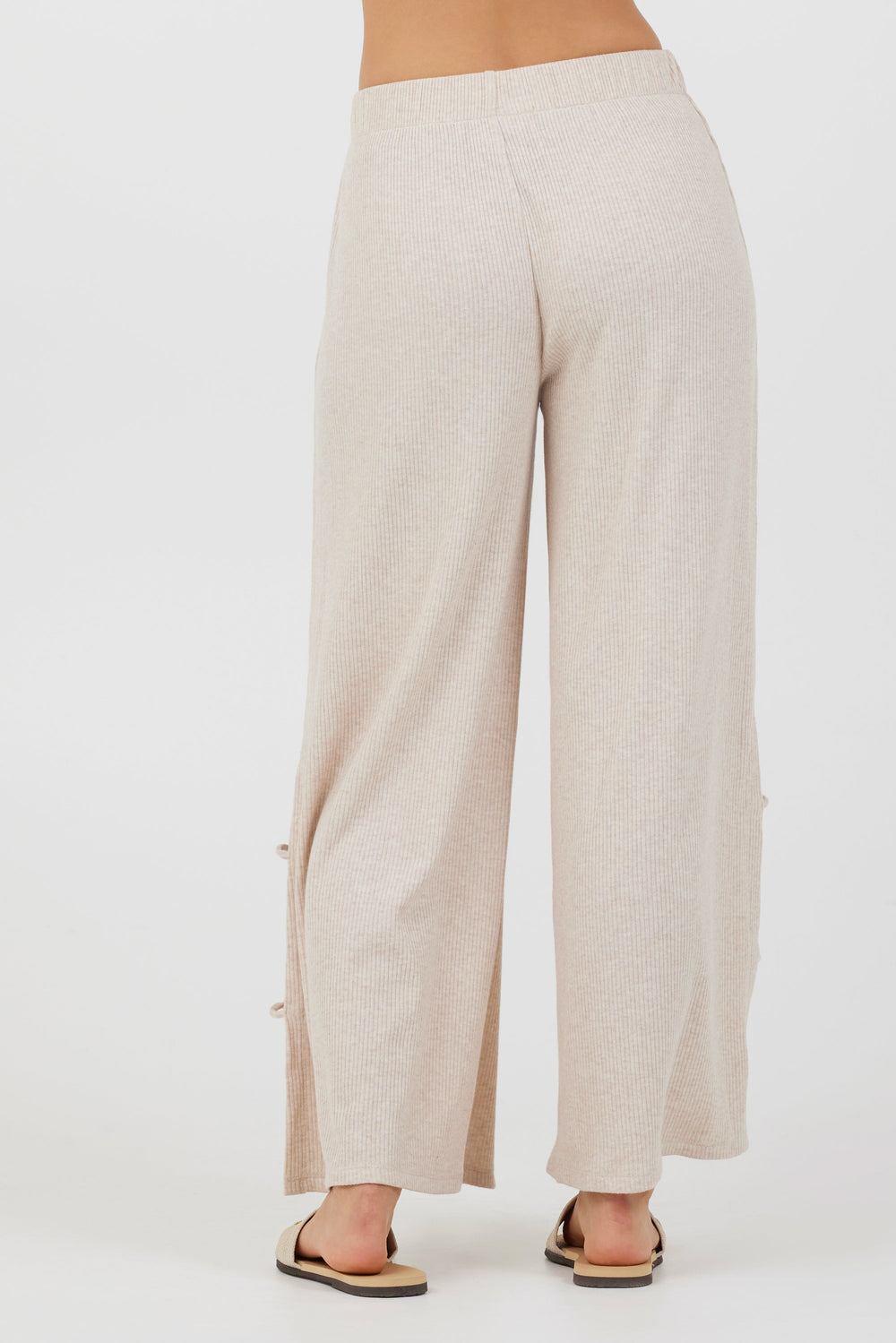 Vintage Havana | Heather Oatmeal Drapey Knit Cut Out Pants