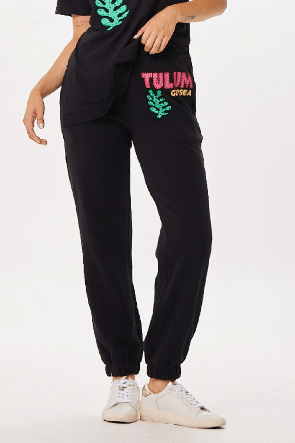 Vintage Havana | Black Tulum Jet Setter Surf Wash Jogger