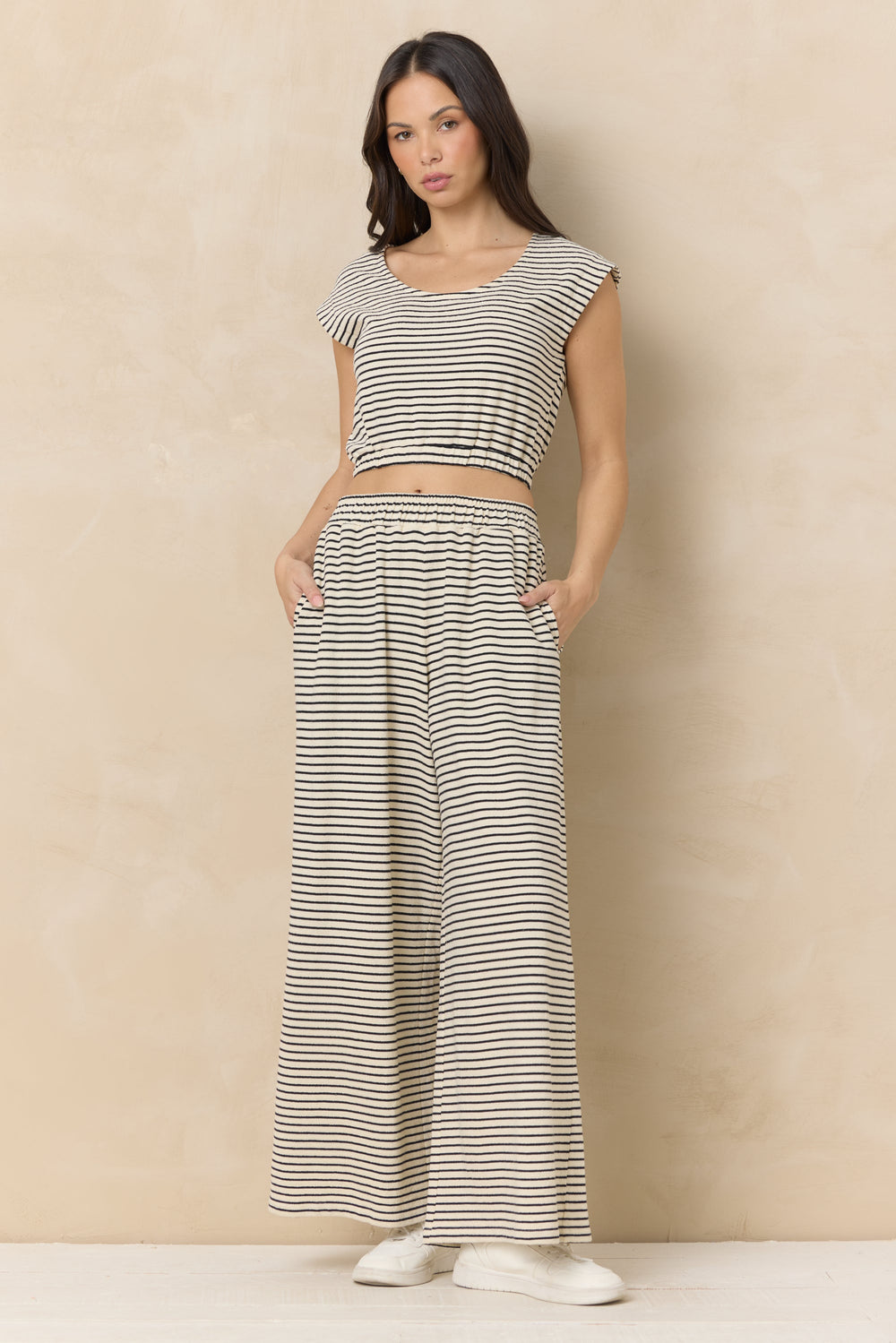 Vintage Havana | Striped French Terry Cloth Top