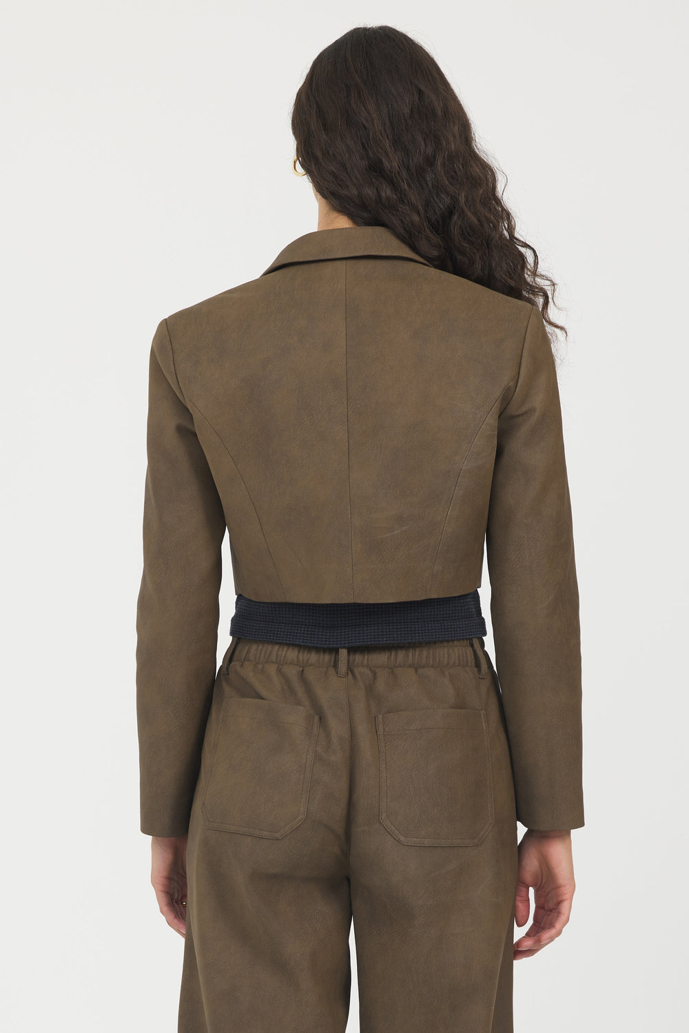 Vintage Havana | Faux Leather Cropped Blazer