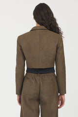 Vintage Havana | Faux Leather Cropped Blazer