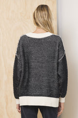 Vintage Havana | Honeycomb Knit V Neck Sweater