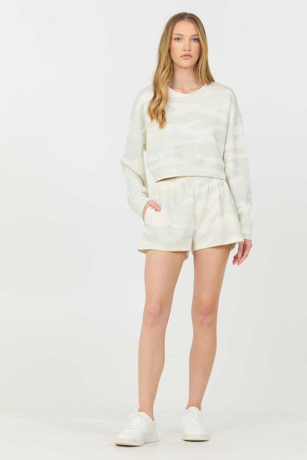 Vintage Havana | Spring Camo Printed Cloud Fleece Shorts