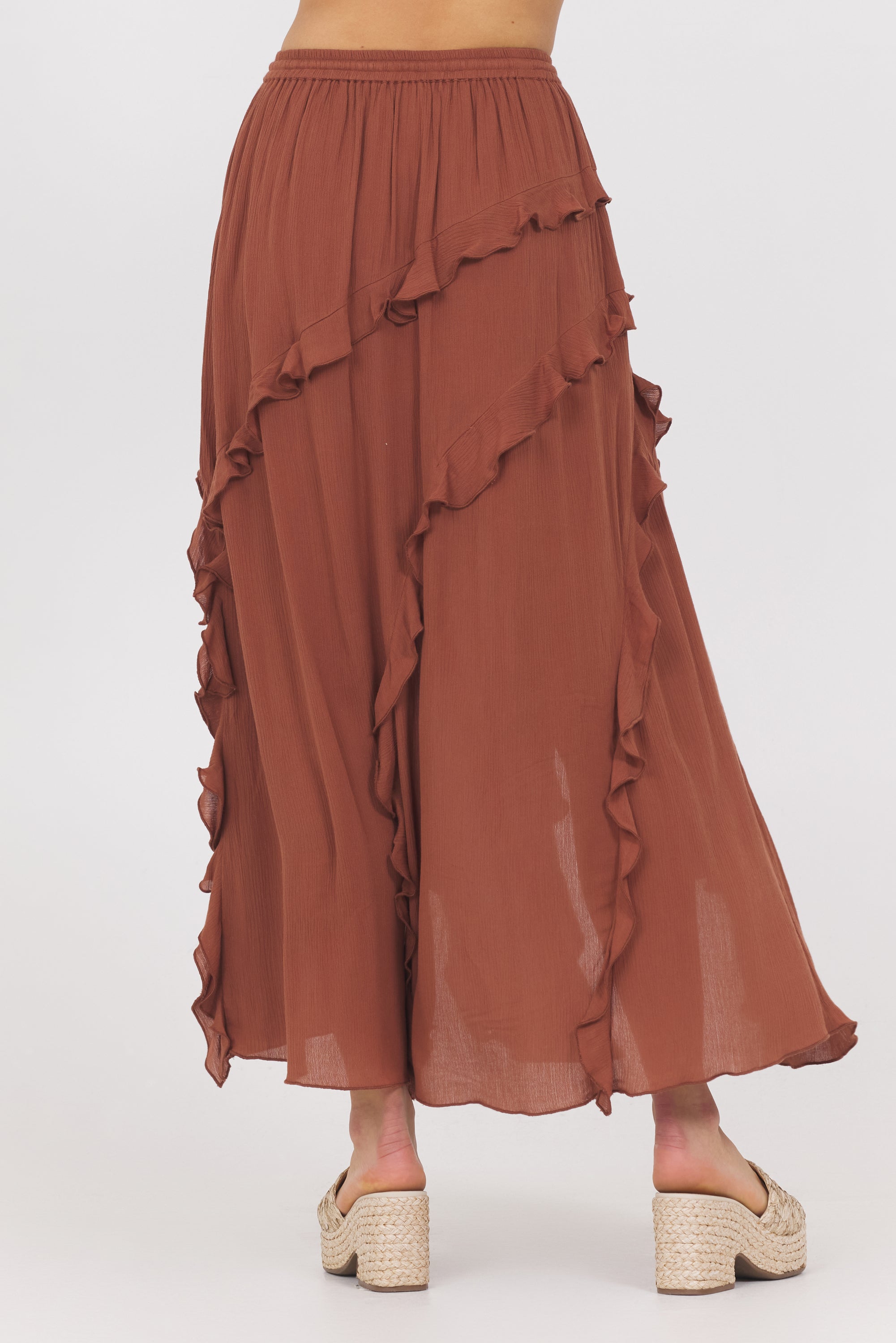 Vintage Havana | Sedona Sand Ruffle Maxi Skirt