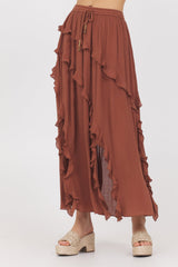 Vintage Havana | Sedona Sand Ruffle Maxi Skirt