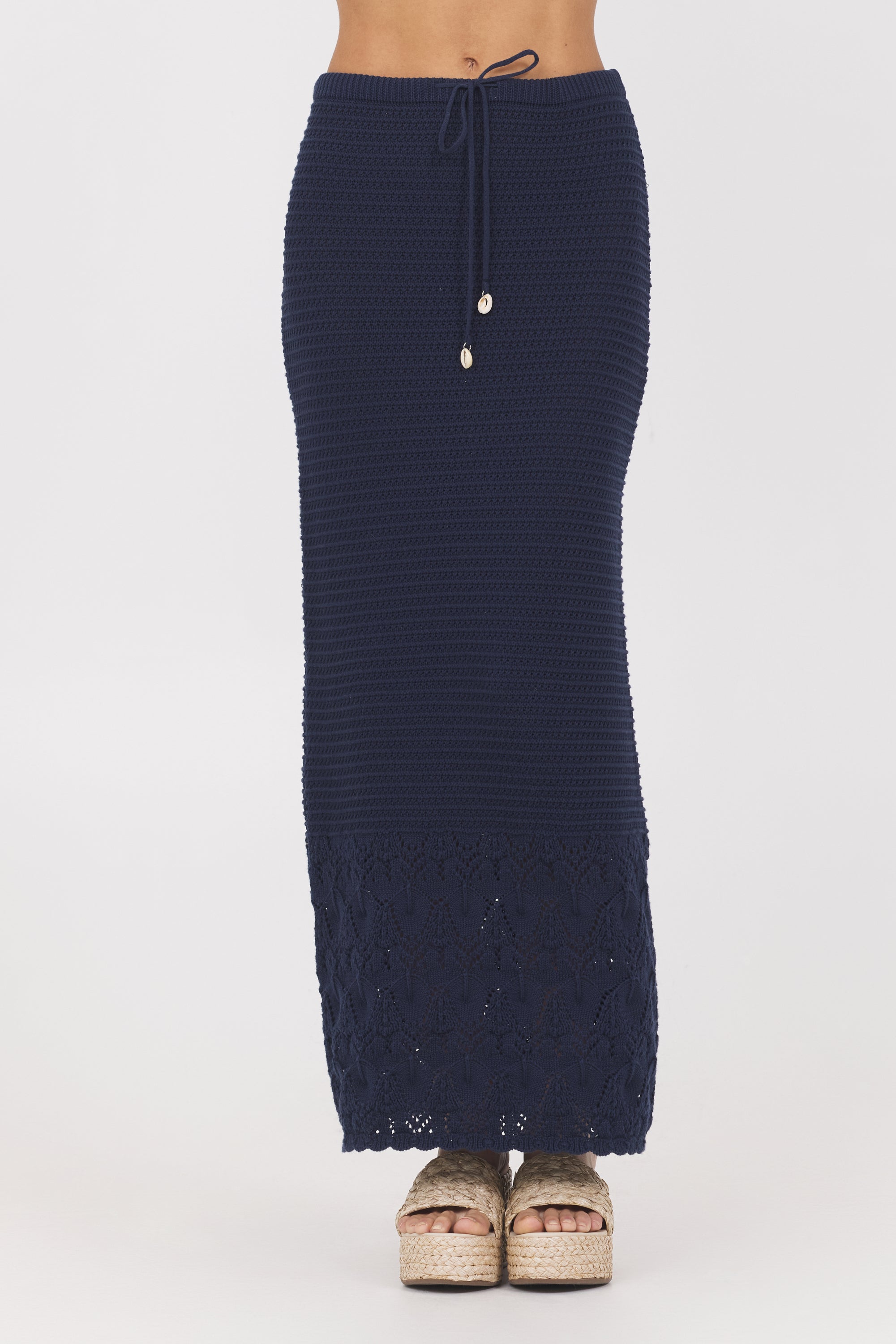 Vintage Havana | Navy Crochet Maxi Skirt