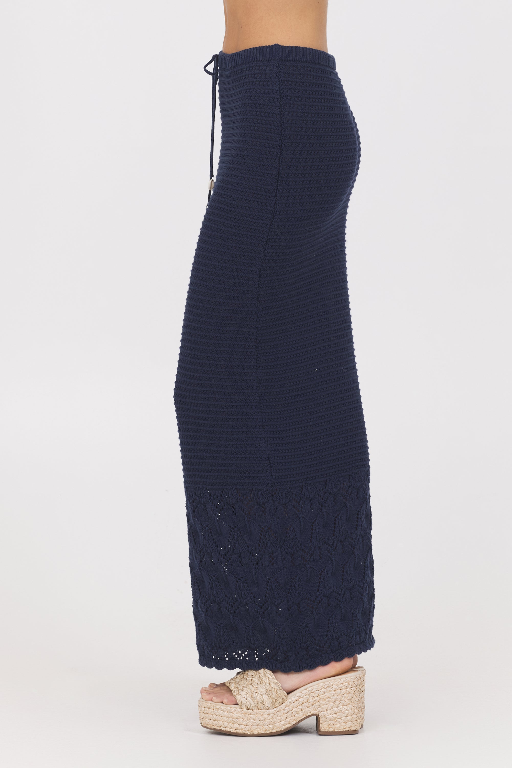 Vintage Havana | Navy Crochet Maxi Skirt