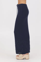 Vintage Havana | Navy Crochet Maxi Skirt