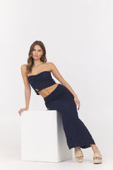 Vintage Havana | Navy Crochet Maxi Skirt