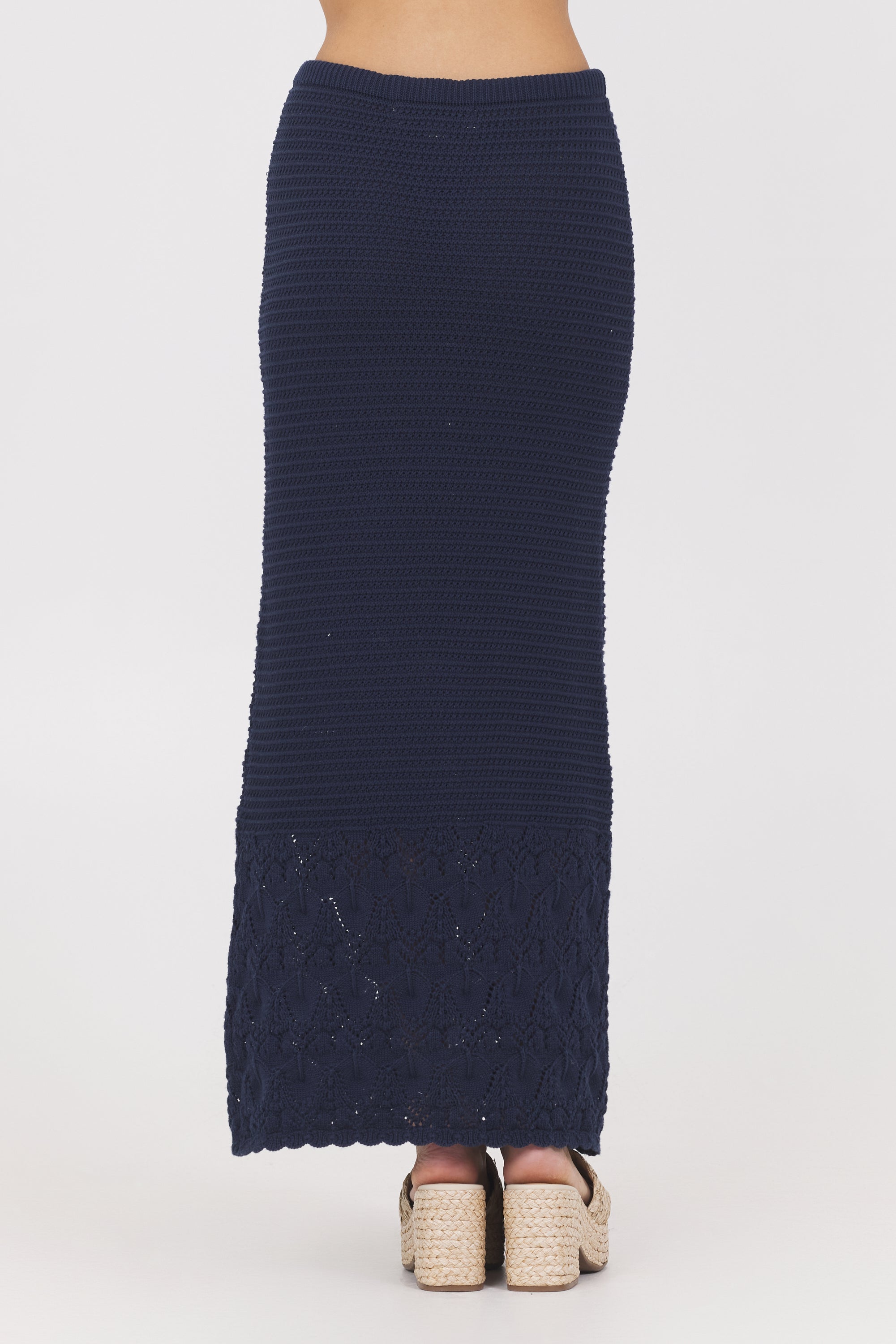 Vintage Havana | Navy Crochet Maxi Skirt