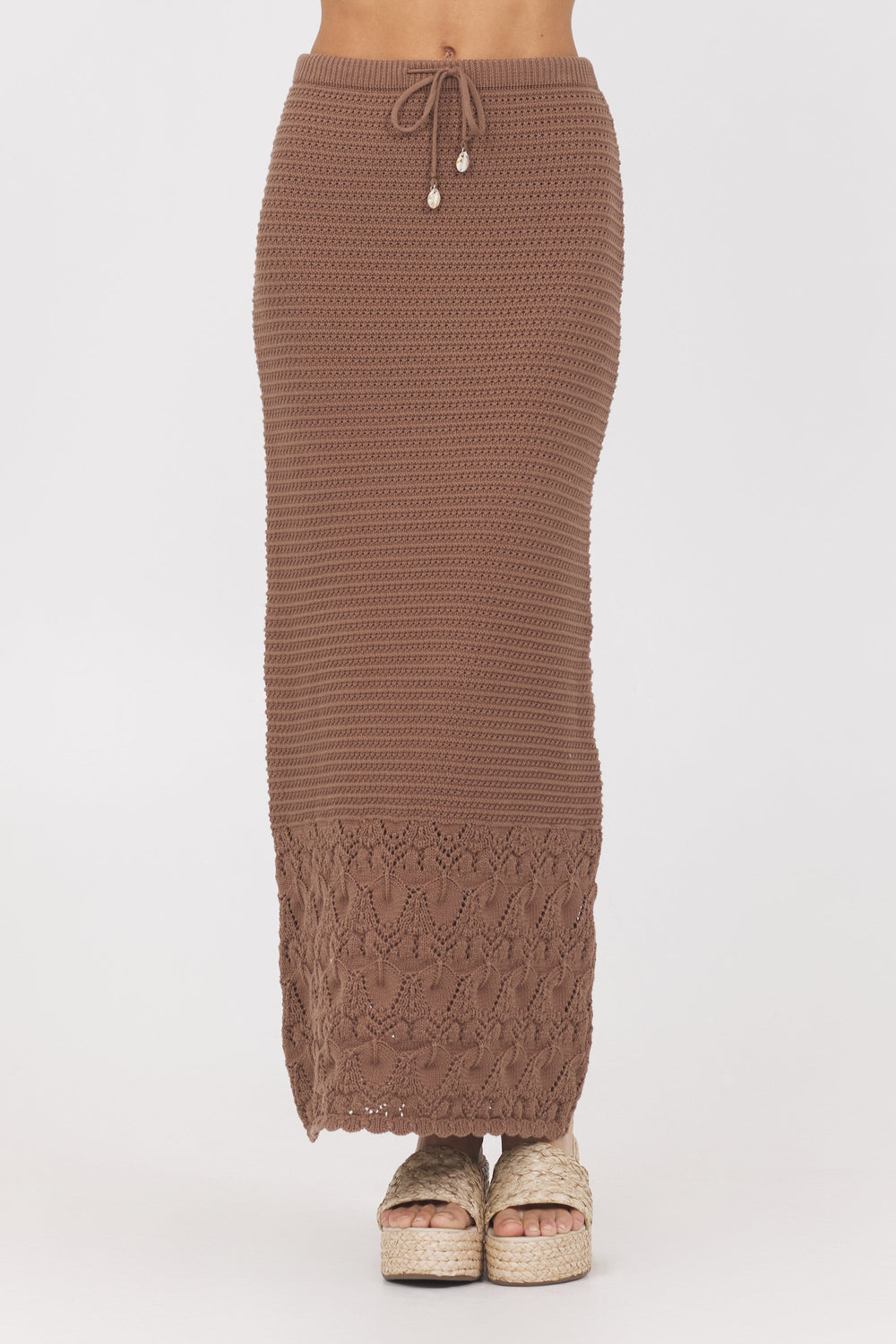 Vintage Havana | Pecan Crochet Maxi Skirt