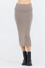Vintage Havana | Stone Grey Knit Midi Skirt