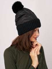 Vintage Havana | PUFFER POMPOM HAT - BLACK