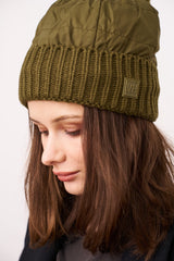 Vintage Havana | PUFFER POMPOM HAT - OLIVE