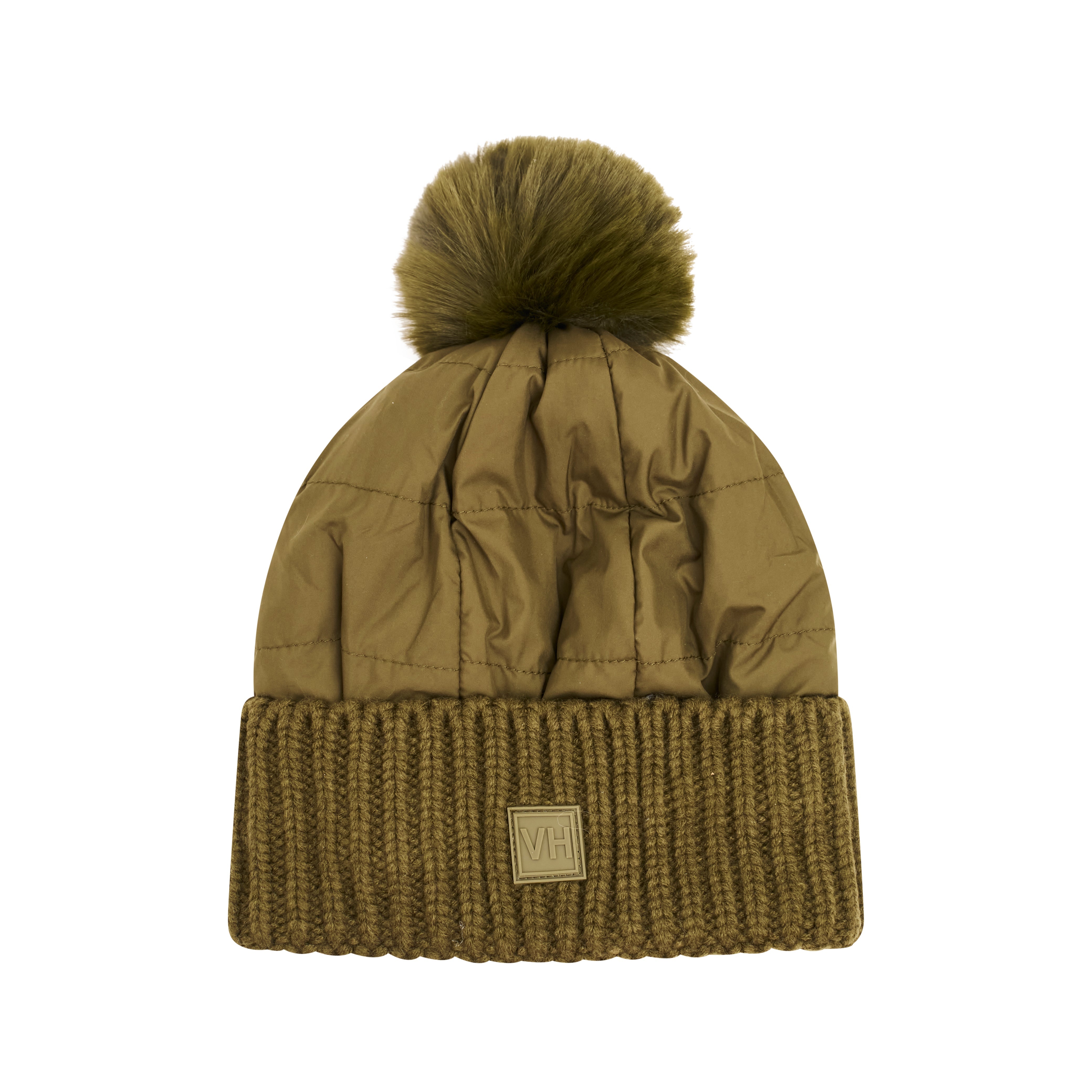 Vintage Havana | PUFFER POMPOM HAT - OLIVE