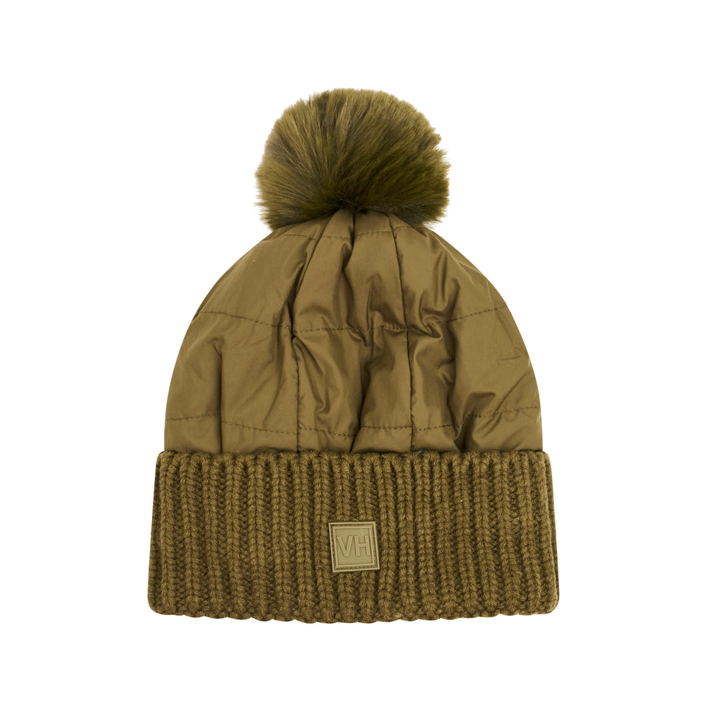 Vintage Havana | PUFFER POMPOM HAT - OLIVE