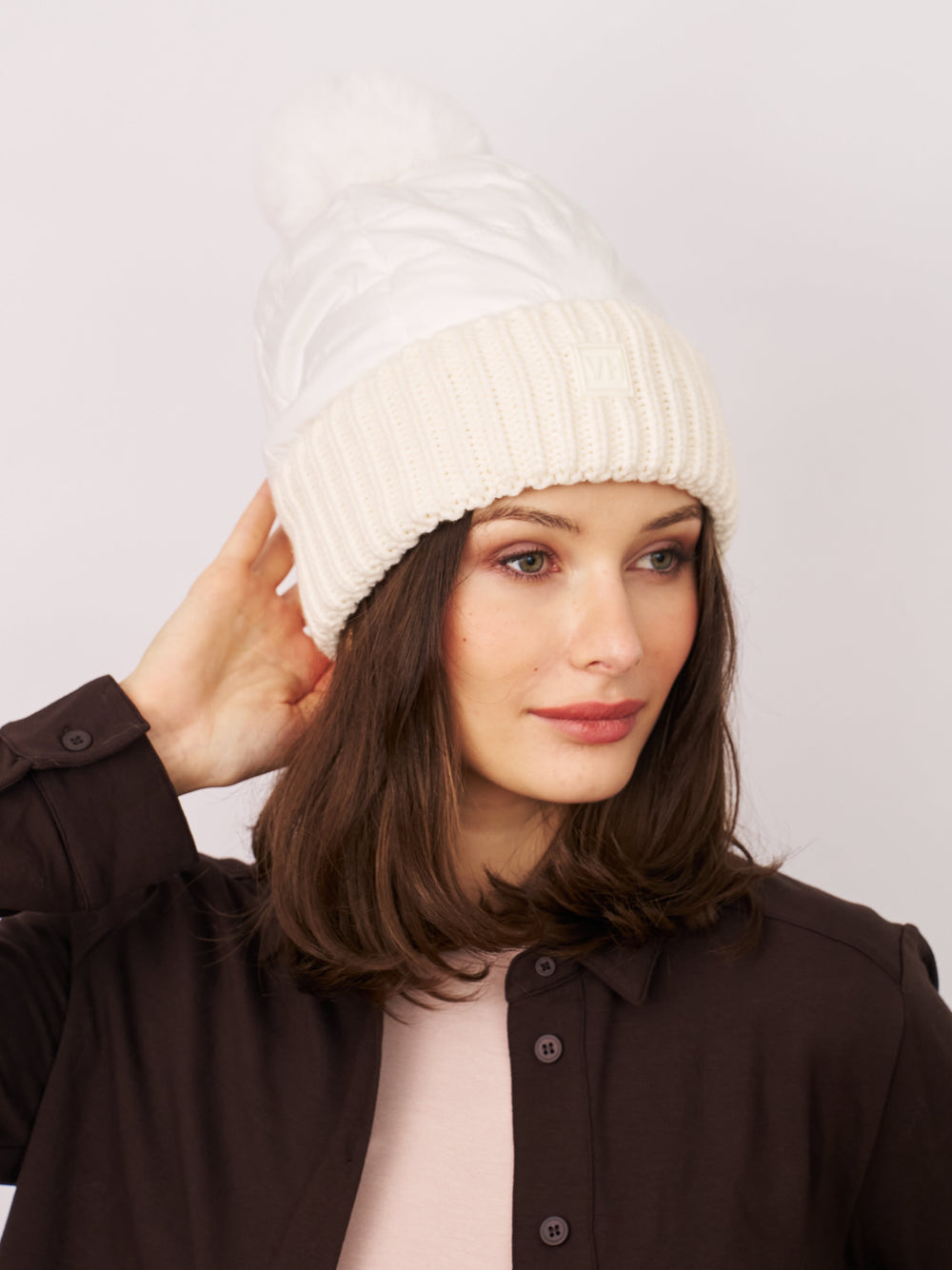 Vintage Havana | PUFFER POMPOM HAT - WHITE