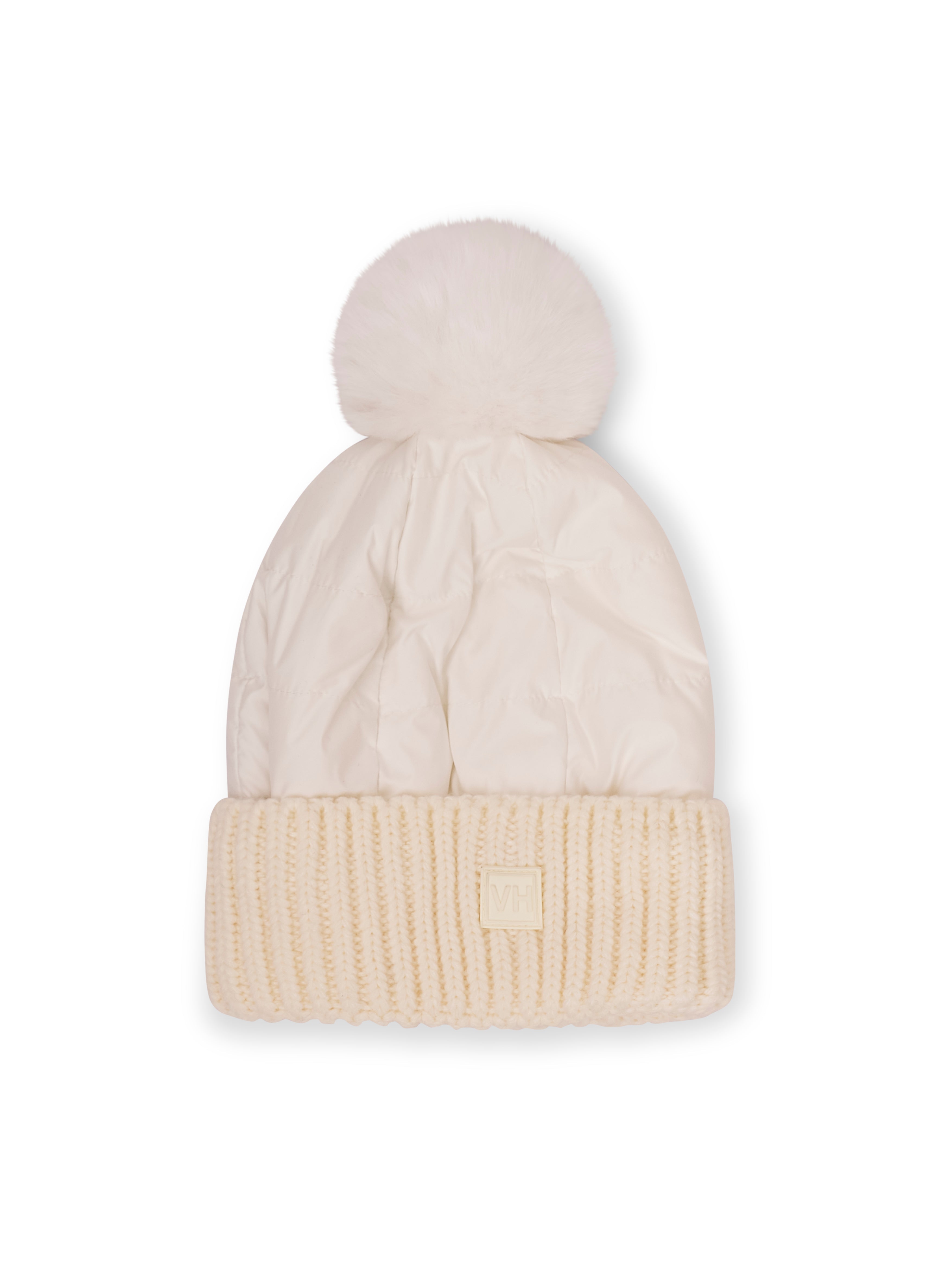 Vintage Havana | PUFFER POMPOM HAT - WHITE
