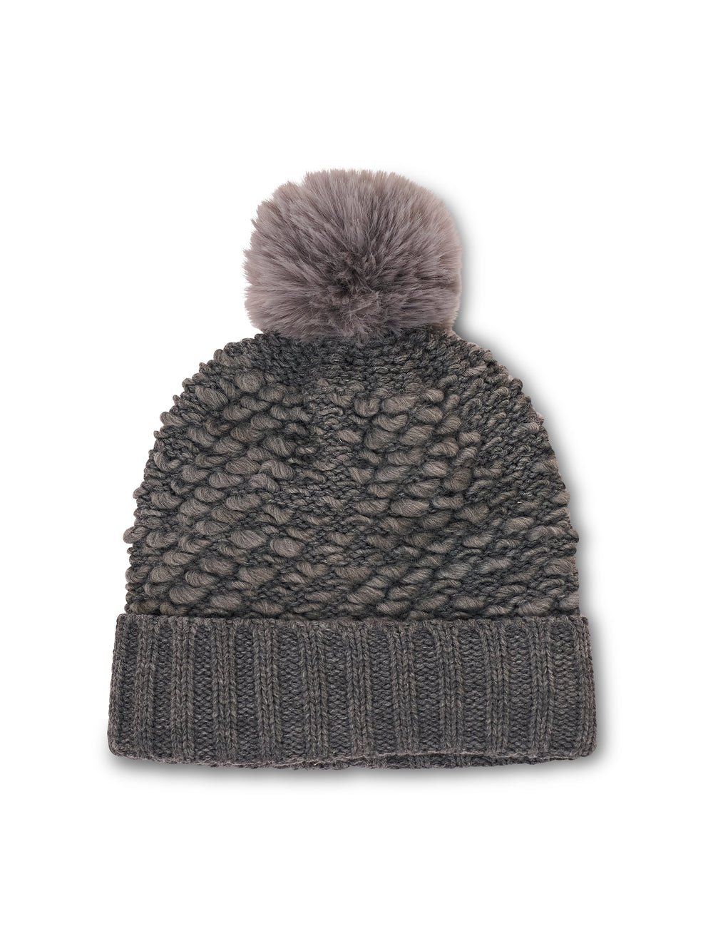 Vintage Havana | TURN UP POMPOM HAT - GREY
