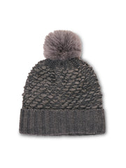 Vintage Havana | TURN UP POMPOM HAT - GREY