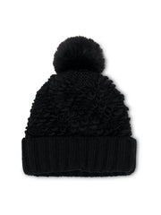 Vintage Havana | TURN UP POMPOM HAT - BLACK