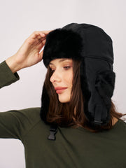 Vintage Havana | FUR TRAPPER HAT - BLACK