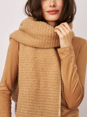 Vintage Havana | BLANKET STITCH KNIT SCARF - WHEAT/IVORY