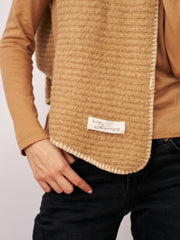 Vintage Havana | BLANKET STITCH KNIT SCARF - WHEAT/IVORY