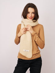 Vintage Havana | BLANKET STITCH KNIT SCARF - IVORY/WHEAT