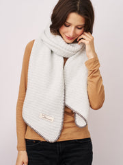 Vintage Havana | BLANKET STITCH KNIT SCARF - GREY/CHARCOAL