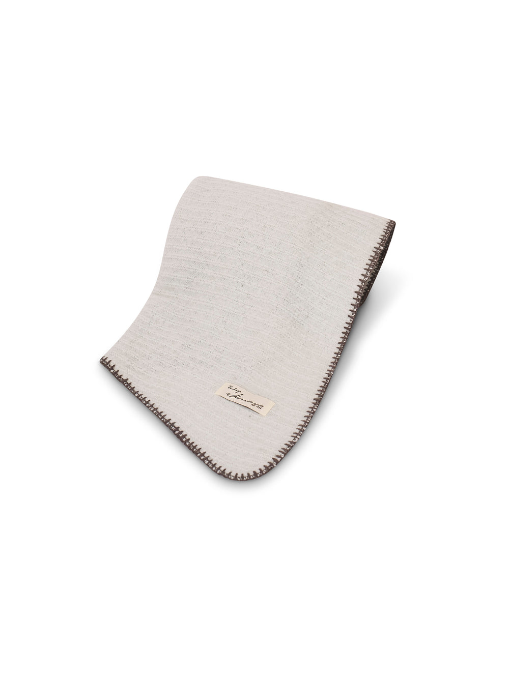 Vintage Havana | BLANKET STITCH KNIT SCARF - GREY/CHARCOAL