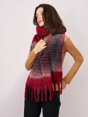 Vintage Havana | CHECK CHUNKY TASSEL SCARF - RED